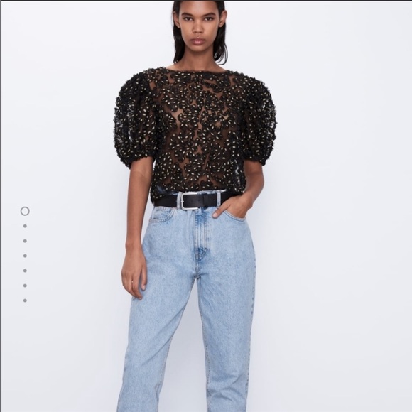 LAST ONE💥Zara NWT tulle top with metallic thread - Picture 2 of 5